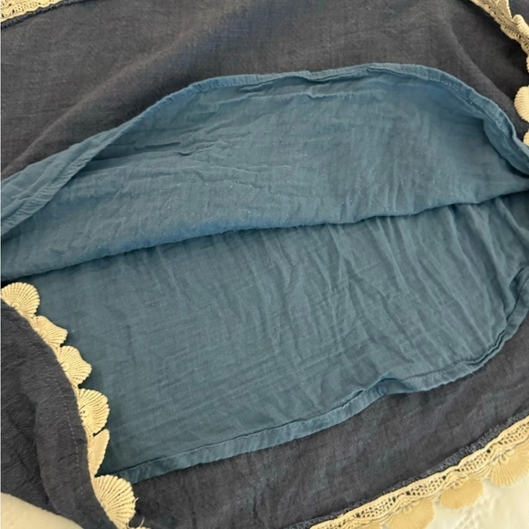 Hayden Los Angeles midi dress. Blue w/crochet top & bottom. A Line Size Medium - Picture 8 of 11